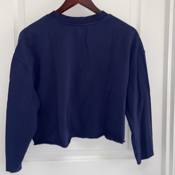 MILAN ITALY 1991 Vintage Retro Look Cropped Navy Blue Sweatshirt Embroidered - Picture 4 of 8